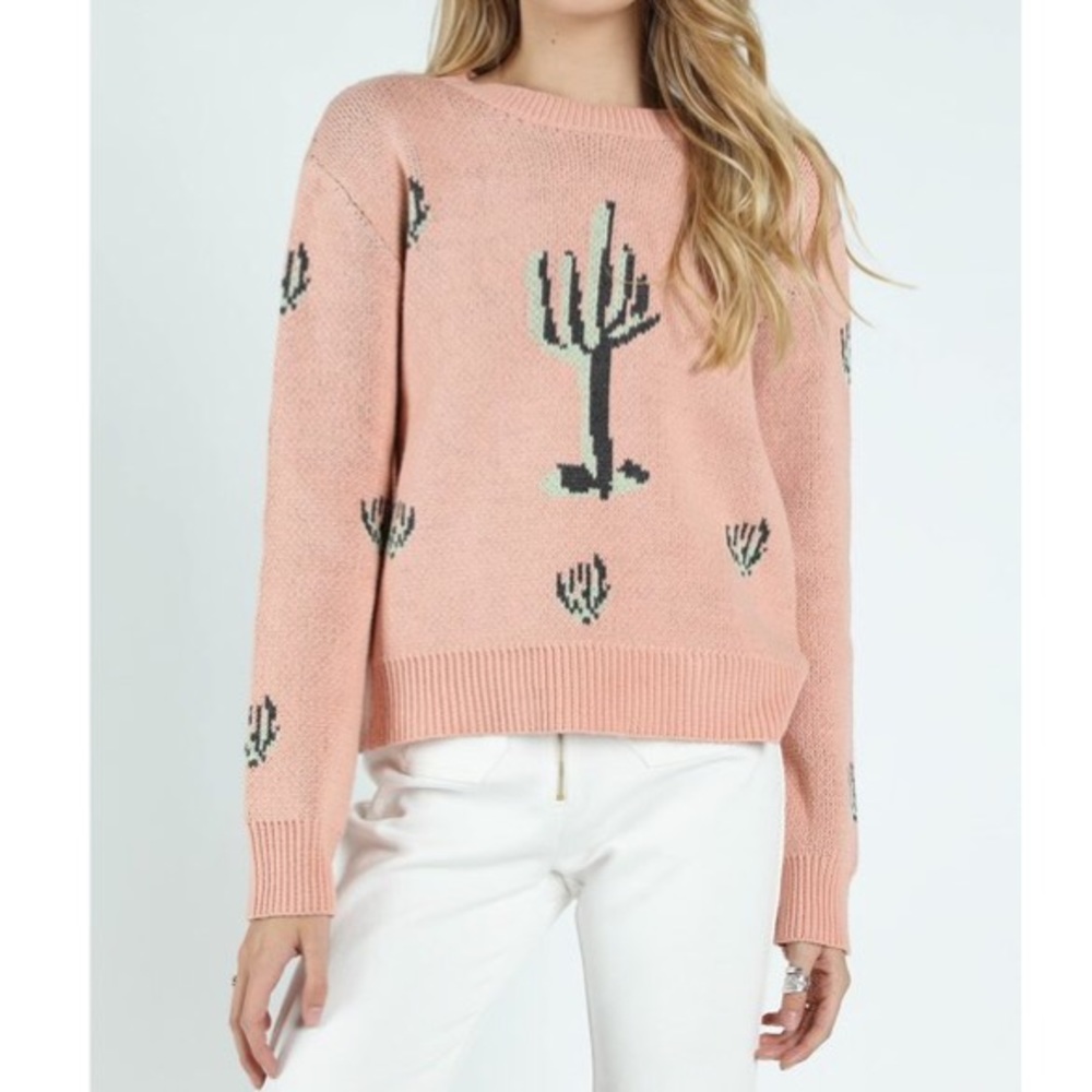 satitivo wild honey cactus sweater in teal & pink